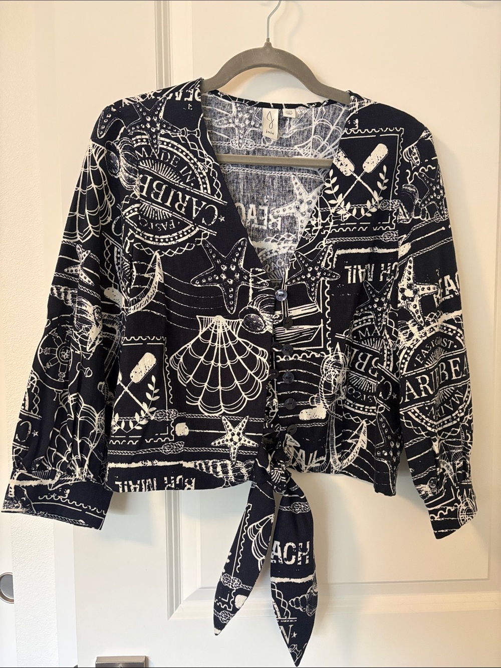 Joie Navy & White Printed Open Cardigan